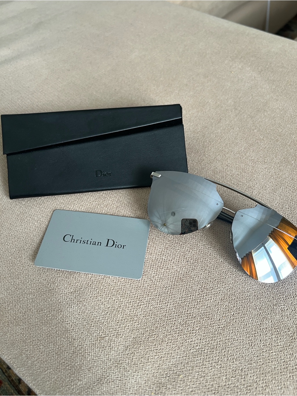 Dior Silver Mirrored Aviator Sunglasses